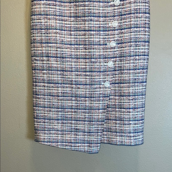 Halogen Women’s Pencil Midi Skirt in White and Blue SZ 0 - Picture 4 of 9